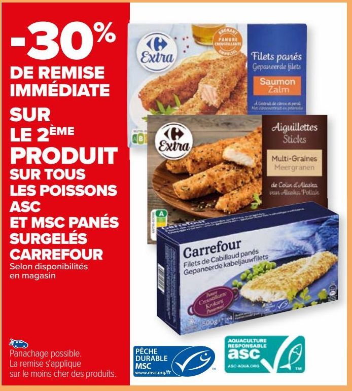 LES POISSONS ASC ET MSC PANÉS SURGELÉS CARREFOUR