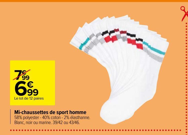 Mi-chaussettes de sport homme