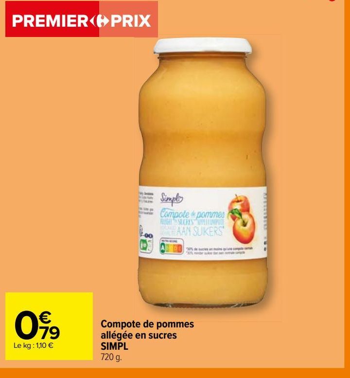 Compote de pommes allégée en sucres SIMPL