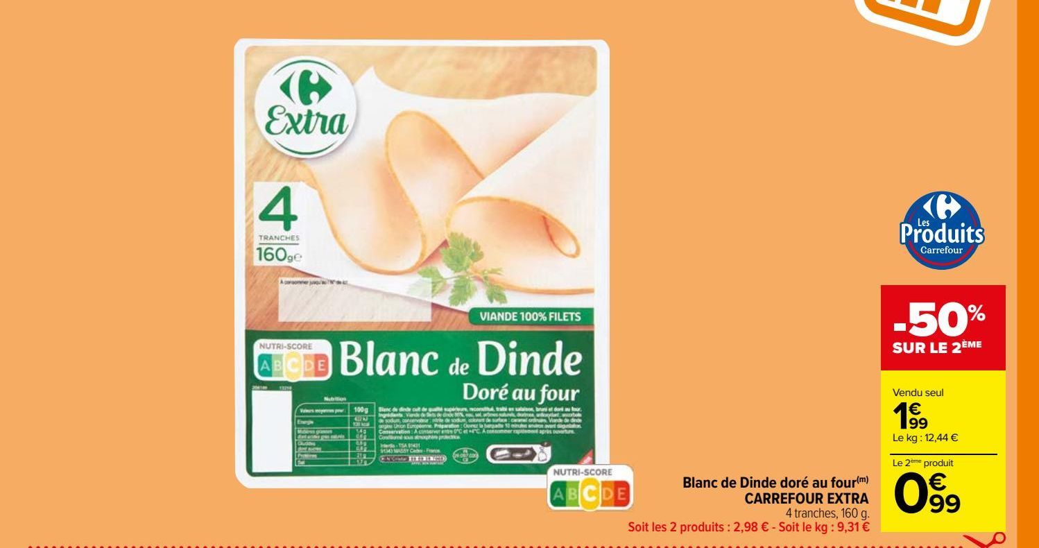 Blanc de Dinde doré au four CARREFOUR EXTRA