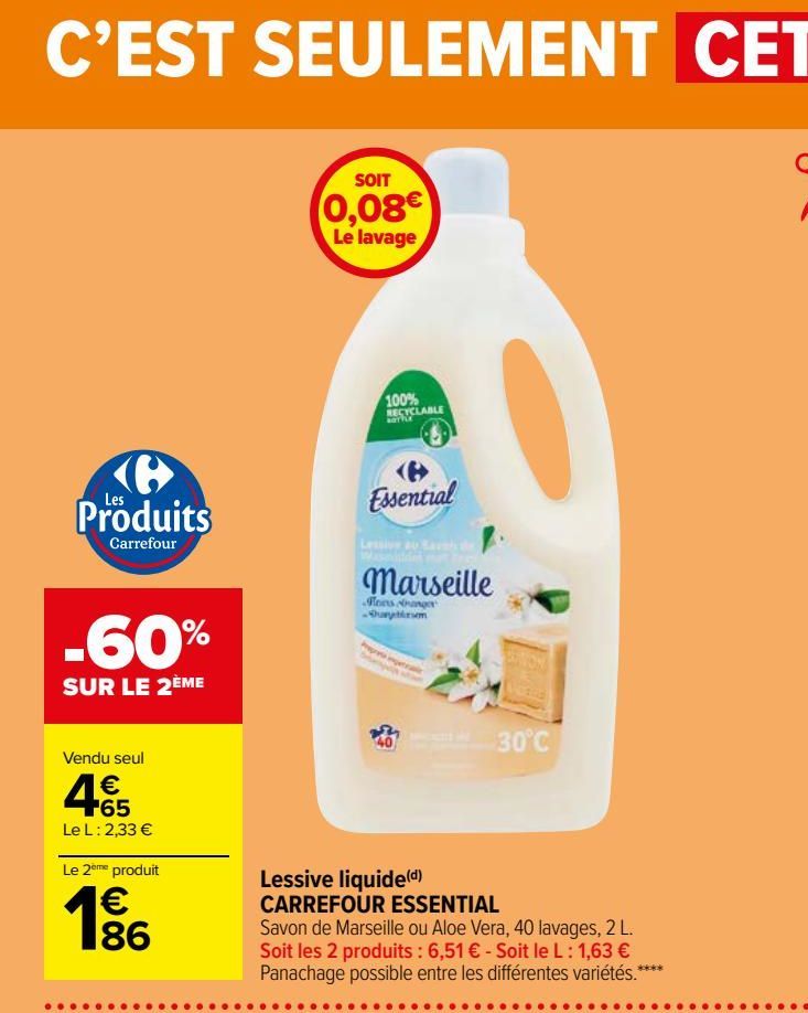 Lessive liquide(d) CARREFOUR ESSENTIAL