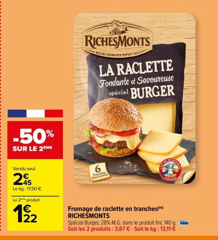 fromage de raclette en tranches(m) richesmonts