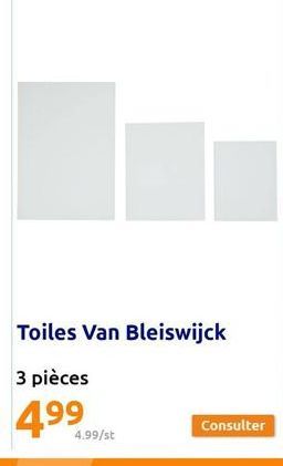 4.99/st  Toiles Van Bleiswijck  3 pièces  4.99  Consulter 