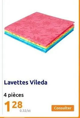 0.32/st  lavettes vileda  4 pièces  128  consulter 