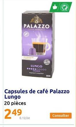 PALAZZO  CAFFE AUTENTICO  ALUMINIUM  LUNGO *****00000 STRENGTH  0.12/st  20x  Paras  Consulter 