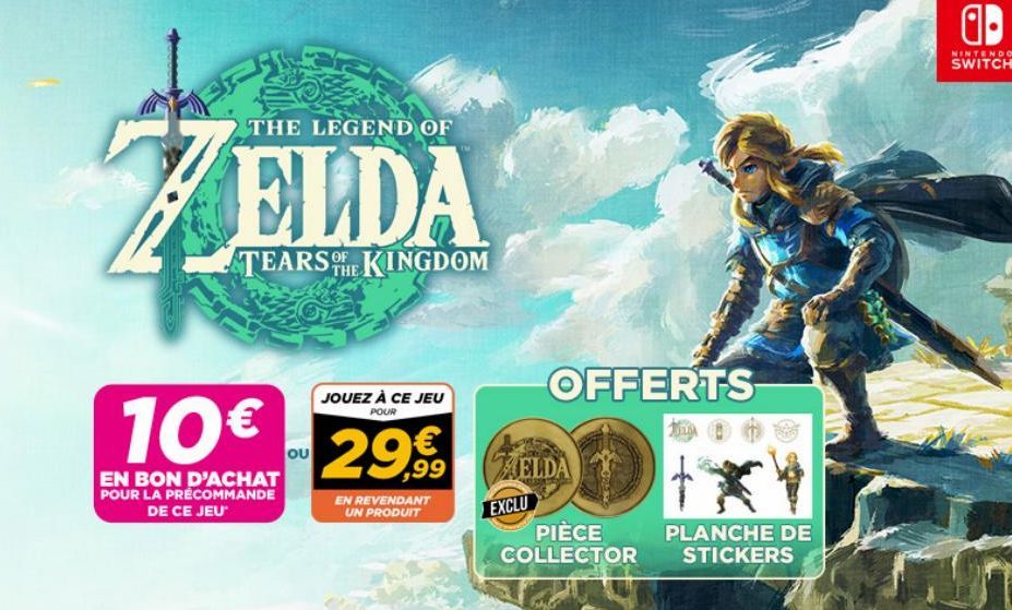 THE LEGEND OF  ELDA  TEARS OF KINGDOM  JOUEZ À CE JEU  POUR  10€ 29%  EN REVENDANT UN PRODUIT  EN BON D'ACHAT POUR LA PRÉCOMMANDE DE CE JEU  OU  OFFERTS  ELDA  EXCLU  PIÈCE COLLECTOR  PLANCHE DE STICK