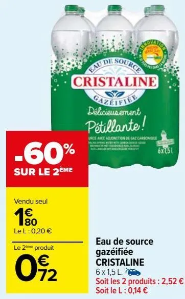 eau de source gazéifiée cristaline