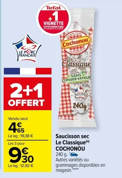 saucisson sec le classique cochonou