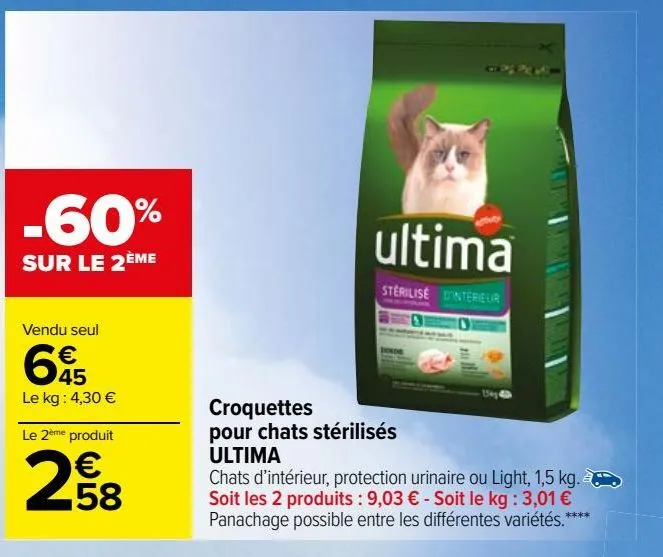 croquettes pour chats stérilisés ultima