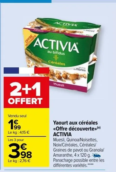 yaourt aux céréales «offre découverte» activia