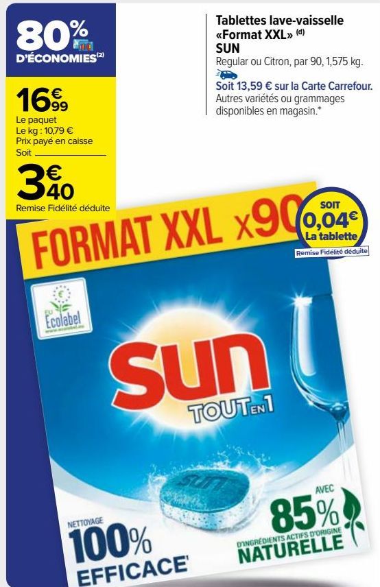 Tablettes lave-vaisselle «Format XXL» SUN