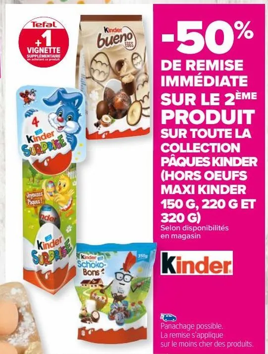 toute la collection pâques kinder (hors oeufs maxi kinder 150 g, 220 g et 320 g)