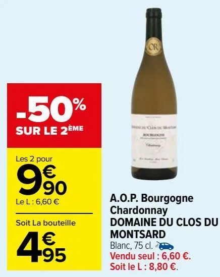 a.o.p. bourgogne chardonnay domaine du clos du montsard