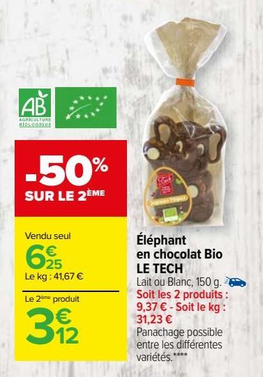 Éléphant en chocolat Bio LE TECH