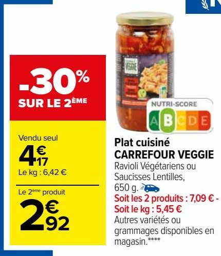 Plat cuisiné CARREFOUR VEGGIE