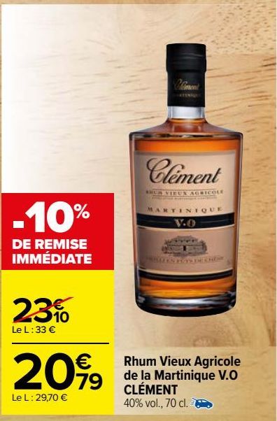 Rhum Vieux Agricole de la Martinique V.O CLÉMENT