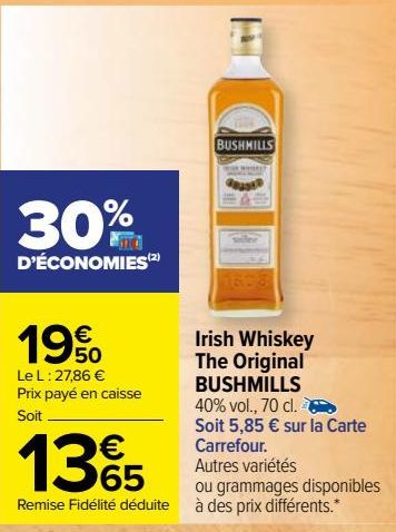 Irish Whiskey The Original BUSHMILLS