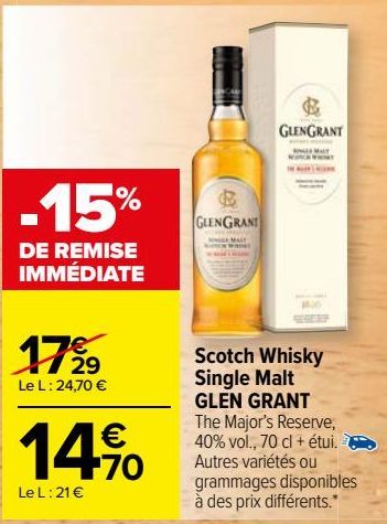 Scotch Whisky Single Malt GLEN GRANT