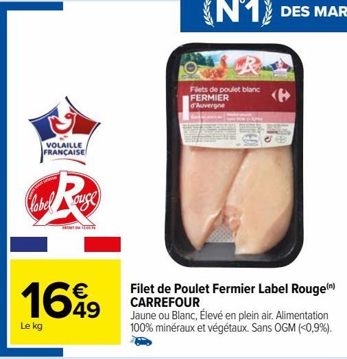 Filet de Poulet Fermier Label Rouge CARREFOUR