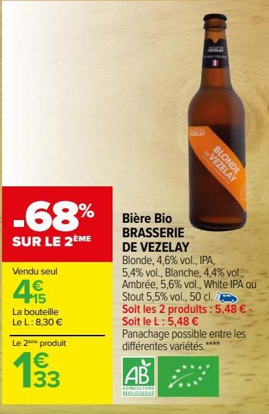 Bière Bio BRASSERIE DE VEZELAY