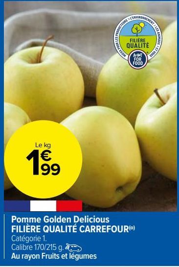 Pomme Golden Delicious FILIÈRE QUALITÉ CARREFOUR