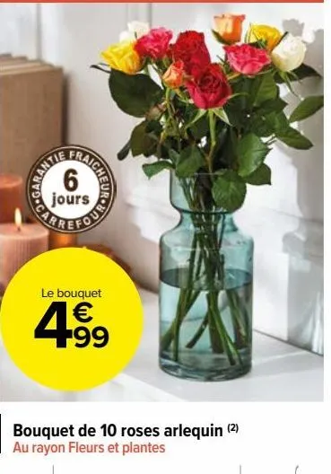 bouquet de 10 roses arlequin