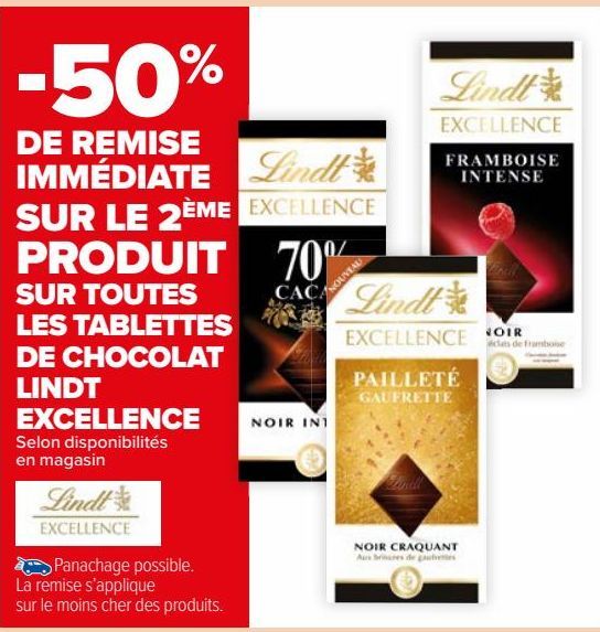 TOUTES LES TABLETTES DE CHOCOLAT LINDT EXCELLENCE