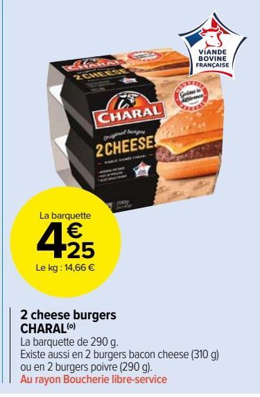 2 cheese burgers CHARAL