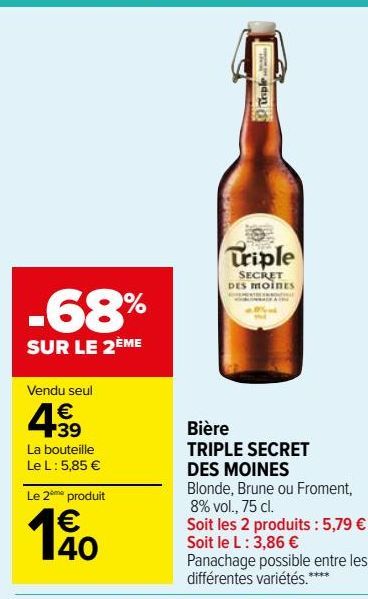 Bière TRIPLE SECRET DES MOINES