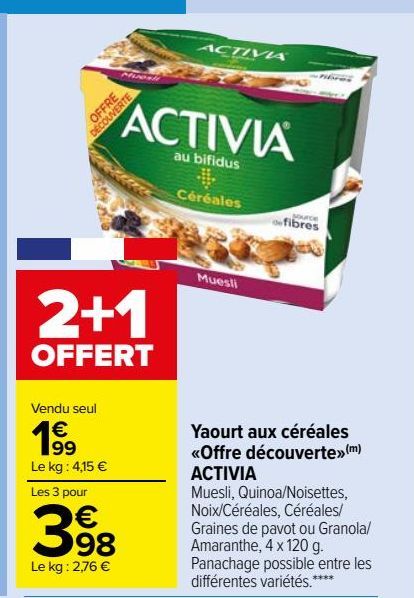 Yaourt aux céréales «Offre découverte» ACTIVIA