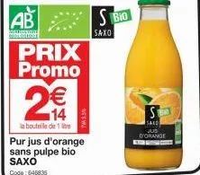 jus d'orange promo