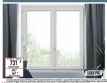 prix posé 596 447 €  prix emporté  h 105 x l 100 cm  731 € 