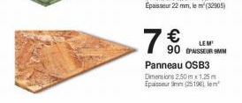 7€  LEM  90 PAISSEUR 9MM  Panneau OSB3 Dimensions 2,50m x 1.25m Epaisseur 9m (25196) lem 
