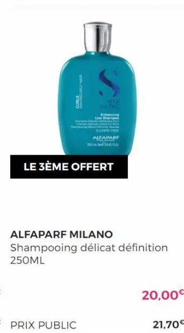 curls wanych  sear dilino  enhancing low shampo  alfaparf  461  le 3ème offert  alfaparf milano shampooing délicat définition 250ml  20,00€  21,70€ 