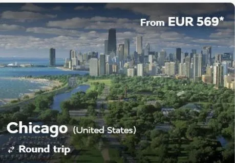 chicago (united states)  round trip  from eur 569* 