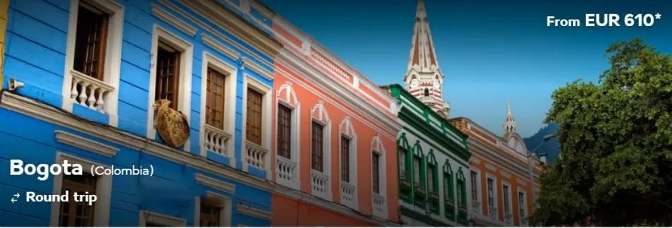 111  bogota (colombia)  round trip  te  from eur 610*  