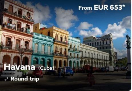 Havana (Cuba) Round trip  From EUR 653*  