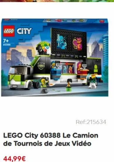 lego city  7+  60388  pece  g  ref:215634  lego city 60388 le camion de tournois de jeux vidéo  44,99€  