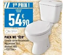 on p  pack wc "eco" cuvette sortie horizontale. mécanisme 3/6 l. abattant abs- - 92017044 