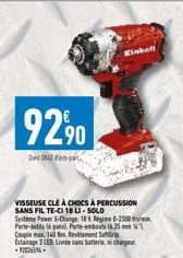 9290  Dont 0642 de par  VISSEUSE CLÉ À CHOCS À PERCUSSION SANS FIL TE-CI 18 LI-SOLO  Systeme Power 1-Change 18 Regime 0-2300 m Porte-output-16.35mm Couple max 160 m Revi Eclairage 3 LED Livre sans bat