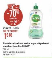 -70%  CANDITES  2²  L'UNITÉ: 1€69 PAR 2 JE CAGNOTTE:  1618  Autres variétés disponibles Le litre: 3€38  Biovie 