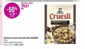 chocolat noir Quaker