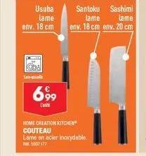 le  usuba  lame  env. 18 cm  699  home creation kitchen couteau  lame en acier inoxydable. 5007177  santoku  sashimi  lame  lame  env. 18 cm env. 20 cm 