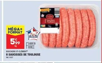 méga+ format  599  1  heaners  elaboren  france  boucherie st-clement 8 saucisses de toulouse  rat, 8107  sauces toulouse 