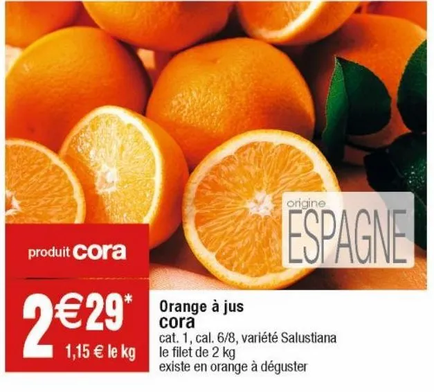 oranges pour jus cora