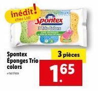 2000  inédit!  chez Lidl  Spontex Eponges Trio colors  Spontex 3 Trio Colors  3 pièces  1.65 
