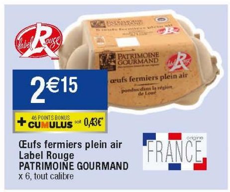 Oeufs fermiers plein air Label Rouge Patrimoine Gourmand
