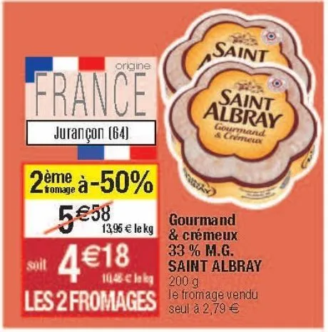 gourmand & crémeux 33% mg saint albray