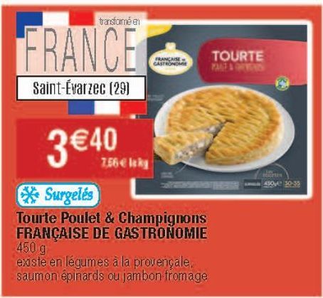 Tourte Poulet & Champignons Française de Gastronomie
