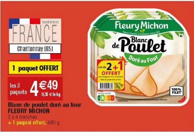 blanc de poulet doré au four fleury michon